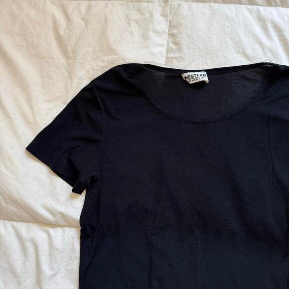 Vintage black basic slinky shirt western connection women’s med classic gothic - Picture 2 of 8